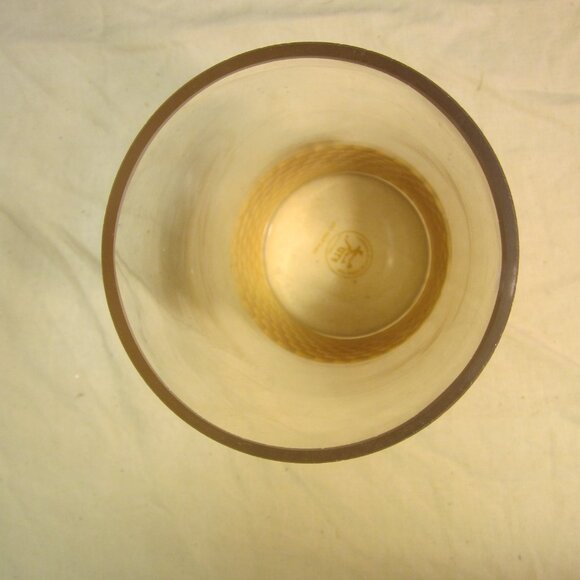 VTG FTD FLORIST VASE, CLEAR W/HONEYCOMB GOLD BOTTOM CYLINDER SHAPE - Picture 3 of 4